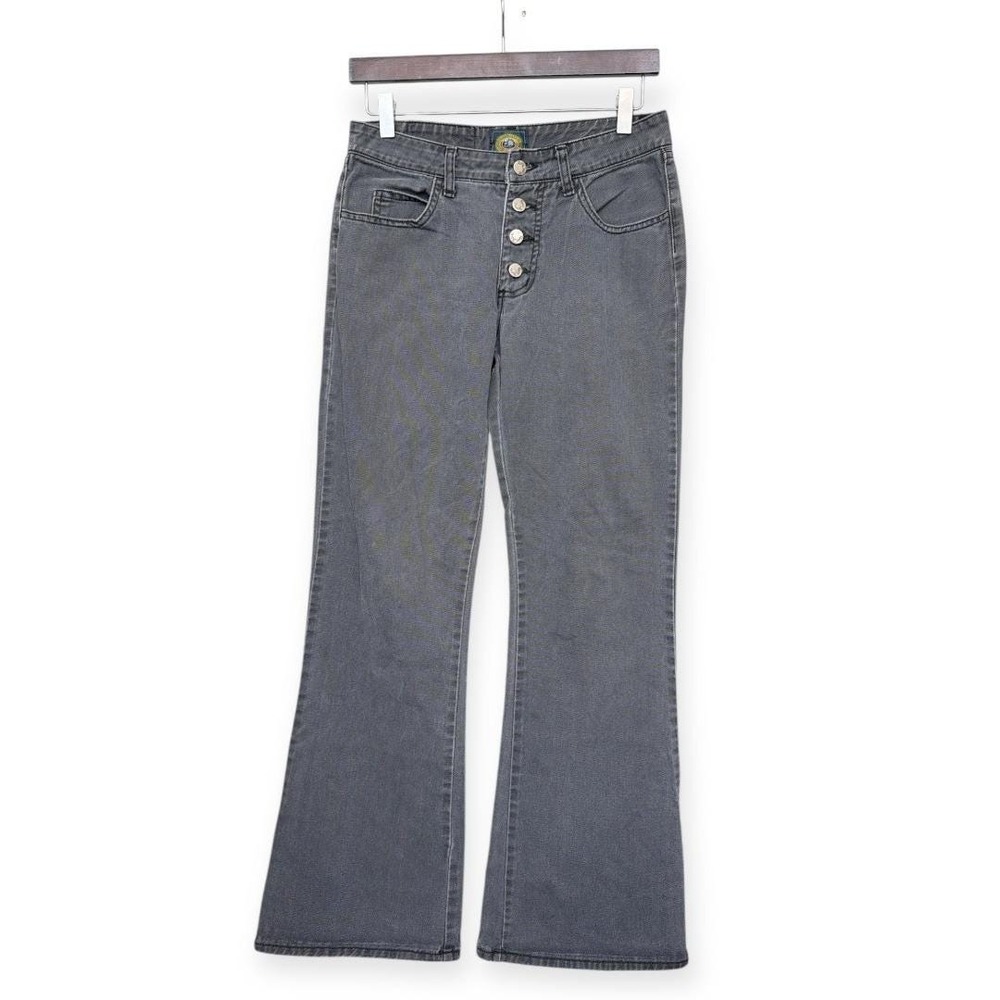 VTG Y2K 90s‎ Paris Blues Grey Jeans Exposed Button Fly Flare Made in USA Size 7